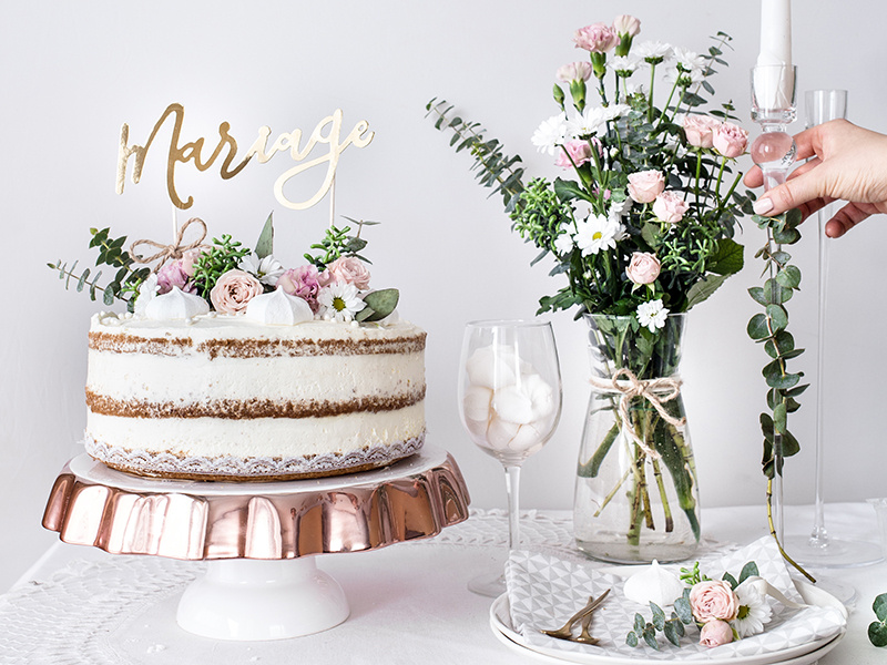Topper na tort Mariage złoty - zdjęcie 3