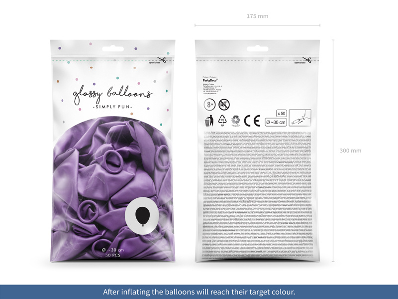 Balony Glossy 30cm fioletowe z bliska