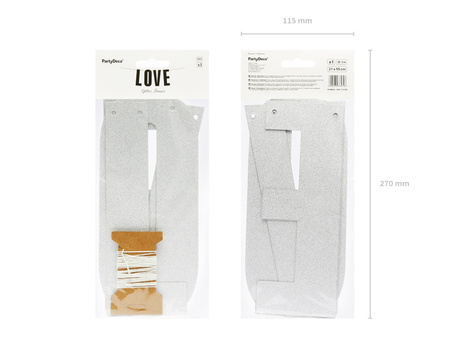 Baner Love, srebrny, 21x55cm
