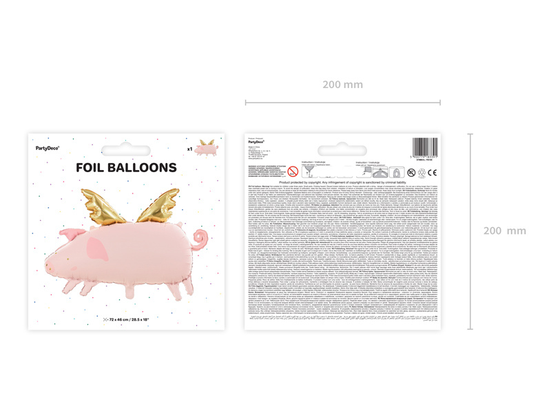Balon foliowy Świnka jasnoróżowy - zdjęcie 3