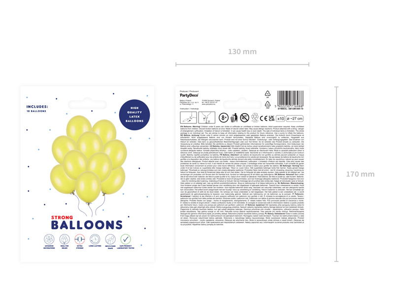 Balony Strong 27cm Metallic Lemon Zest – wygląd balonów po napompowaniu