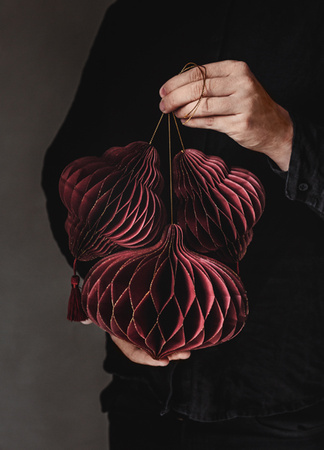 Bombka papierowa honeycomb Latarnia, bordo, 13,2x15cm