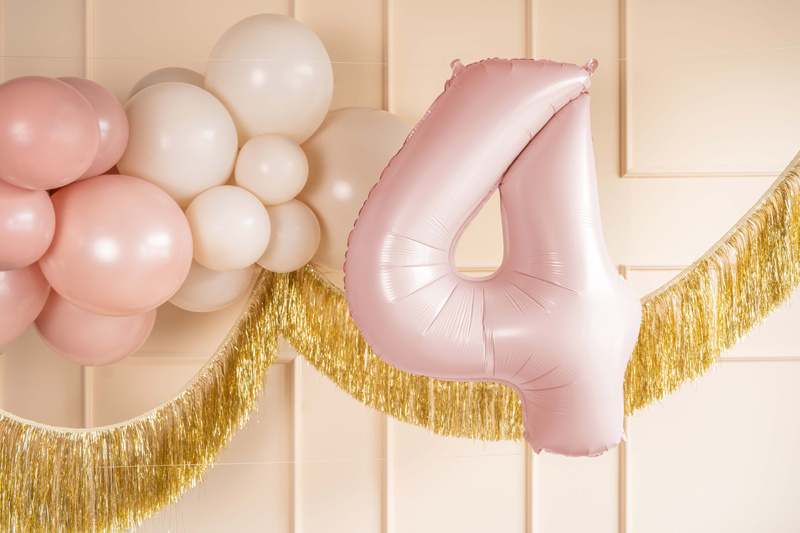 Balon foliowy cyfra 4 jasnoróżowy duży