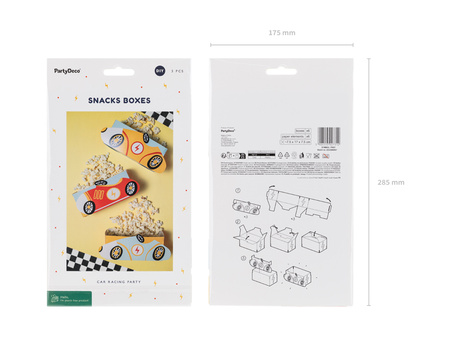 Pudełka na przekąski Autka, mix (1 op. / 3 szt.)