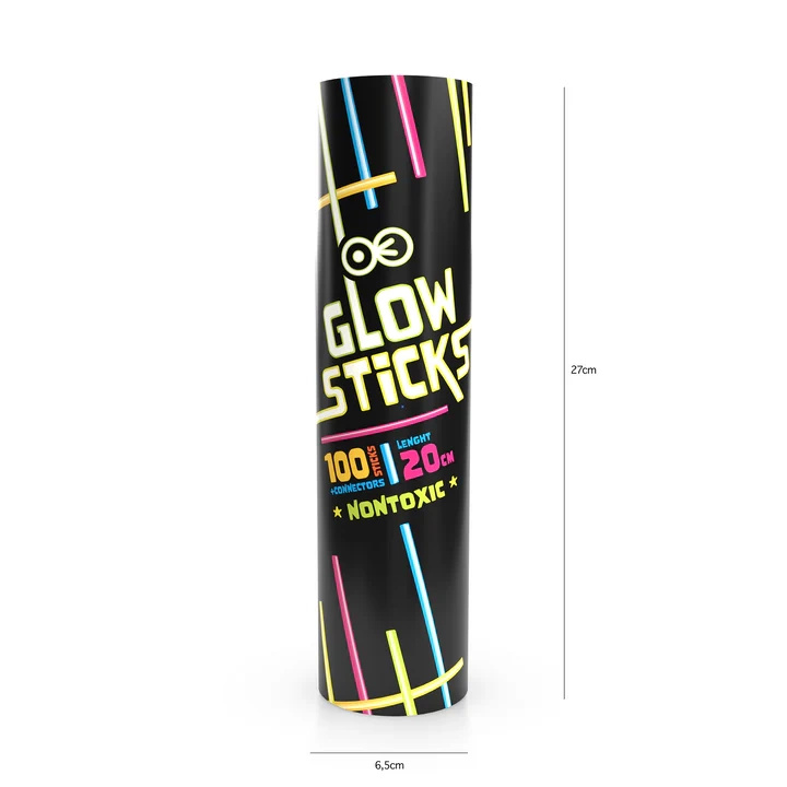 Bransoletki fluorescencyjne glow sticks - zestaw 100 sztuk