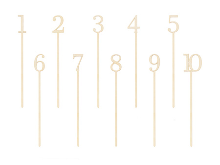 Drewniane numery na stół, 25 cm (1 op. / 10 szt.)