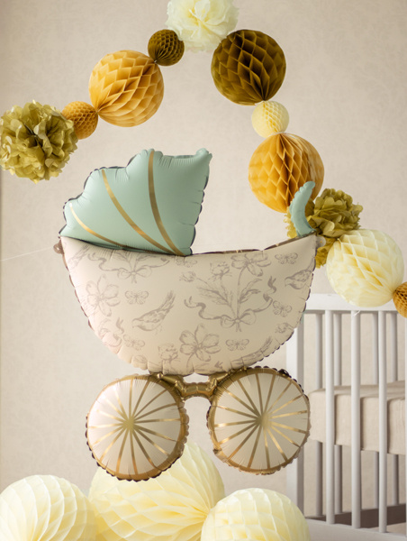 Balon foliowy wózek w pastelowych kolorach