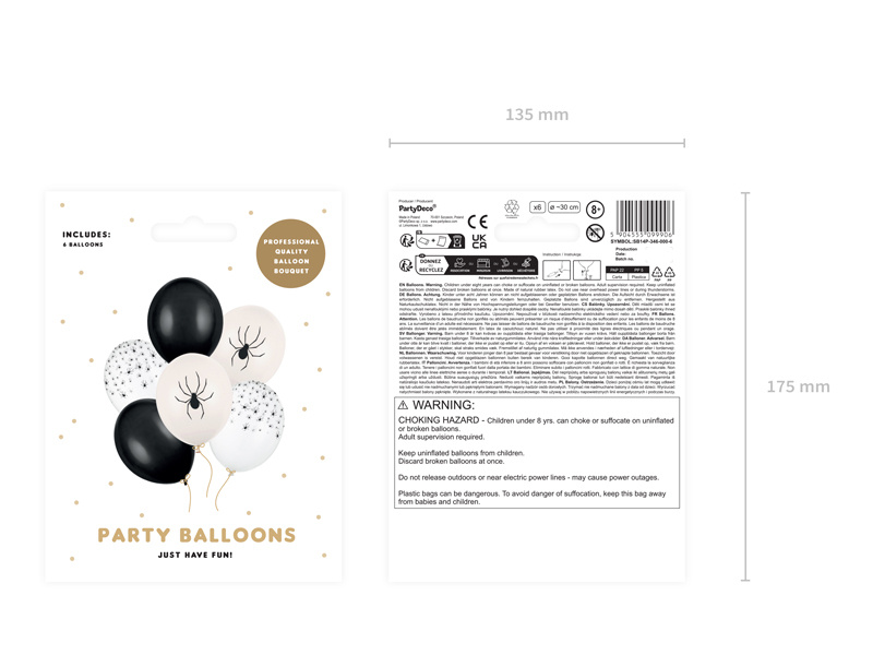 Balony z pająkami - detal nadruku