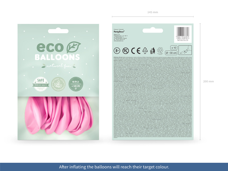 Balony Eco pastelowe różowe 26cm - zbliżenie na balony