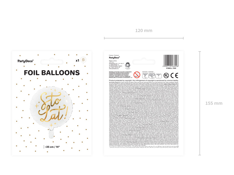 Balon foliowy Sto lat! 35cm biały - zdjęcie 3