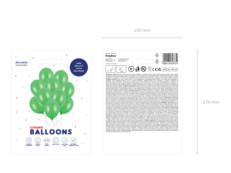 Balony Strong 30cm Metallic Bright Green - balony na tle białym