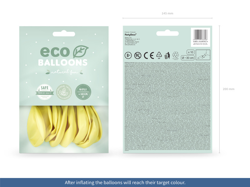 Balony Eco 30cm metalizowane jasny żółty - zdjęcie 2