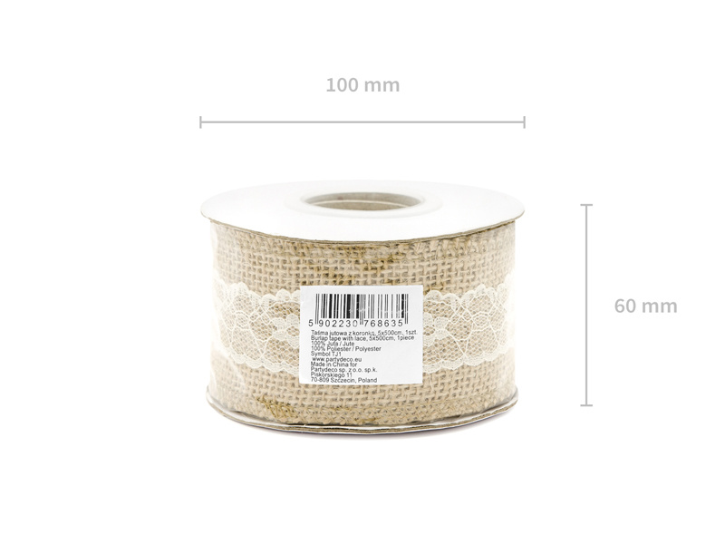 Taśma jutowa z koronką - zdjęcie 3