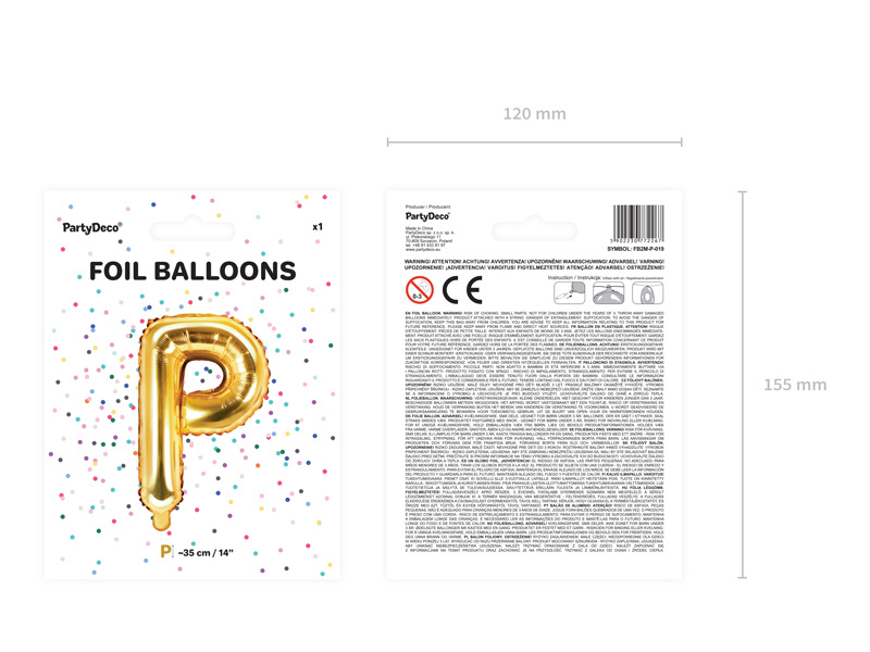 Balon foliowy litera P złoty detale