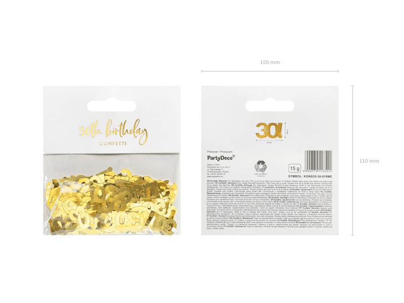 Konfetti metalizowane liczba 30 – szczegóły produktu