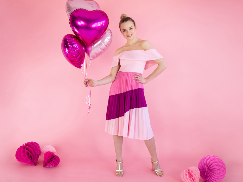 Balon foliowy Serce 45cm ciemny róż - opakowanie