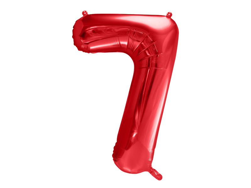 Balon foliowy cyfra 7 czerwony 86cm przód