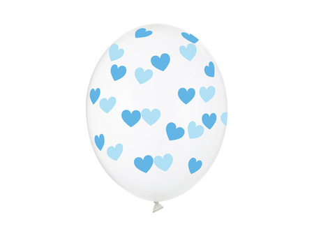 Balony 30cm, Serduszka, Crystal Clear (1 op. / 6 szt.)