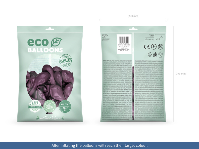 Balony Eco 26cm metalizowane bordo – zbliżenie na kolor i strukturę