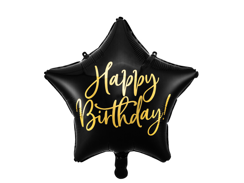 Balon foliowy Happy Birthday czarny 40cm