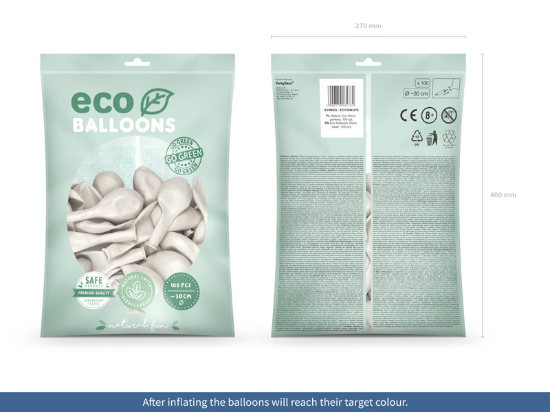 Balony Eco 30cm metalizowane perłowy - opakowanie
