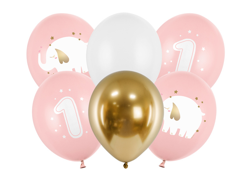 Balony 30 cm Roczek Baby pink - zestaw balonów