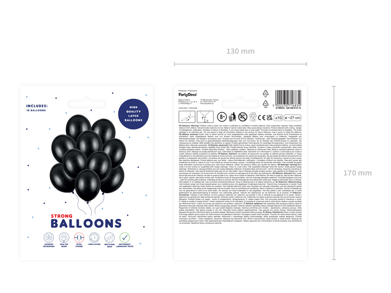 Balony Strong 27cm Metallic Black - balony napompowane