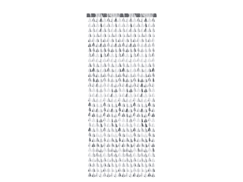 Kurtyna Choinka srebrny 100x245 cm - detal dekoracji