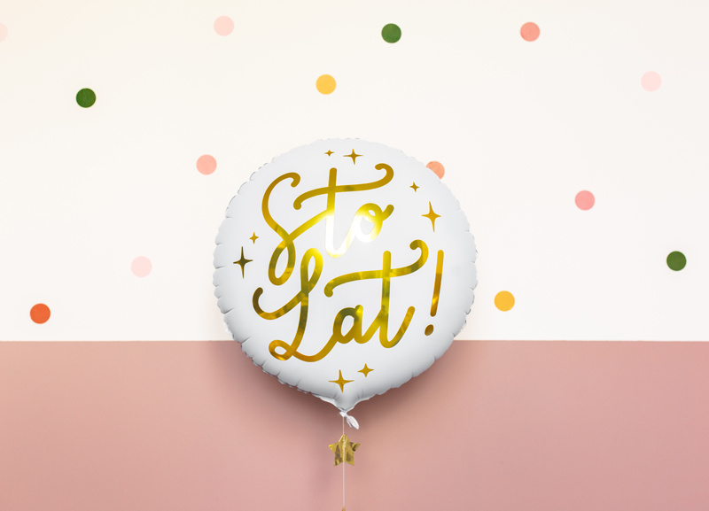 Balon foliowy Sto lat! 35cm biały - zdjęcie 2