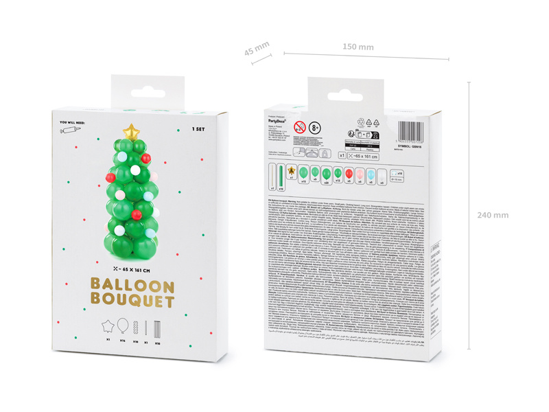 Balony lateksowe i foliowe z zestawu Choinka