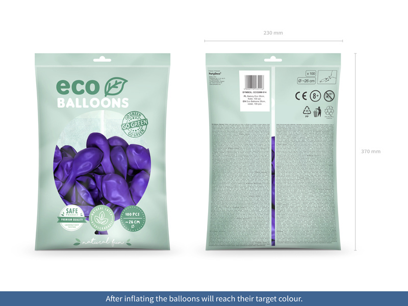 Opakowanie balonów Eco 26cm metalizowanych fioletowych