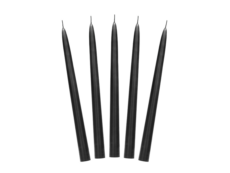 Świeca stożkowa matowa czarna 24cm – zestaw