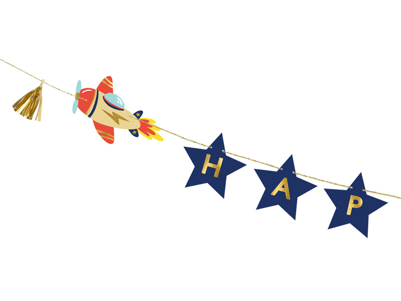 Baner Happy Birthday Samoloty - detal frędzli