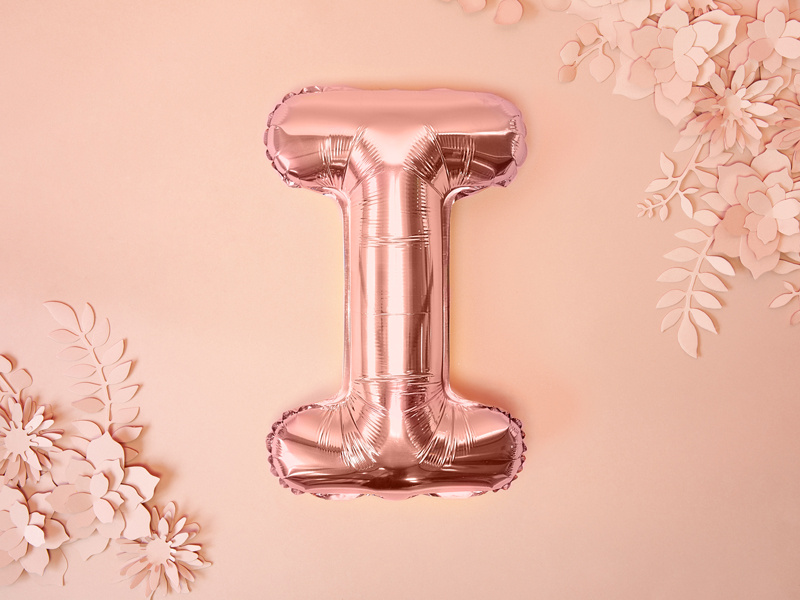 Balon foliowy Litera I różowe złoto z tyłu