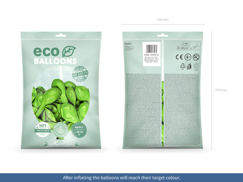 Balony Eco 26cm metalizowane zielone jabłuszko przykładowe zastosowanie