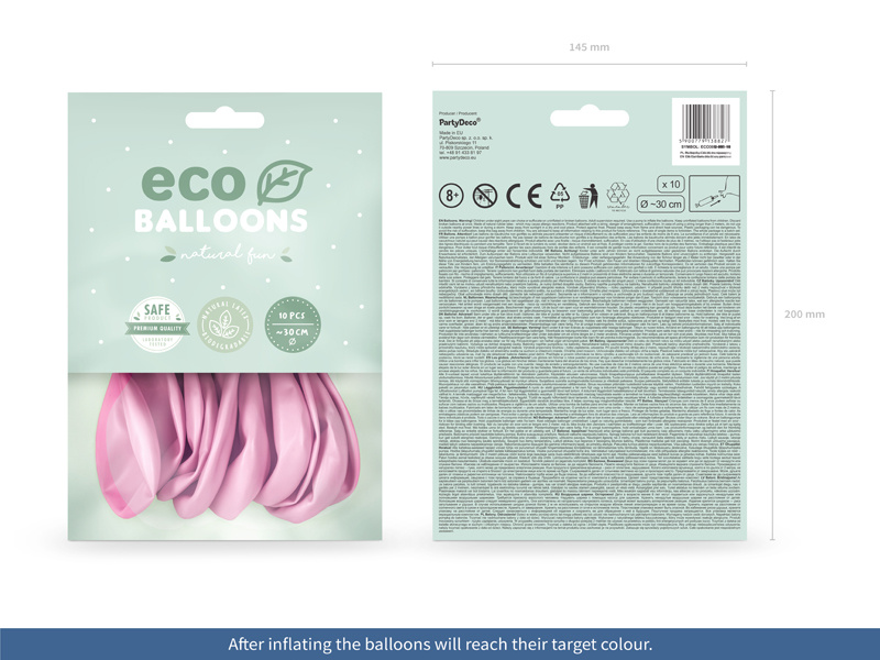 Balony Eco 30cm metalizowane różowy - opakowanie
