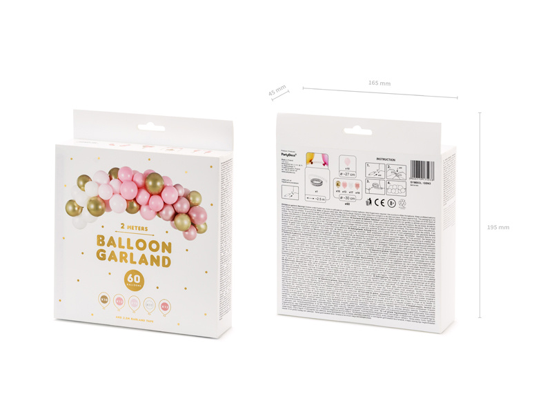 Girlanda balonowa różowa 200cm - zestaw balonów