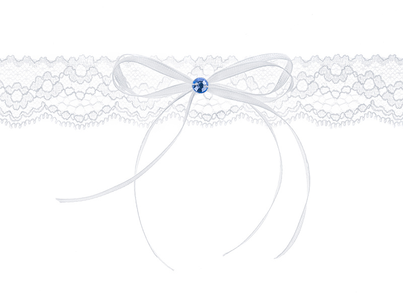 Biała podwiązka koronkowa z kokardką