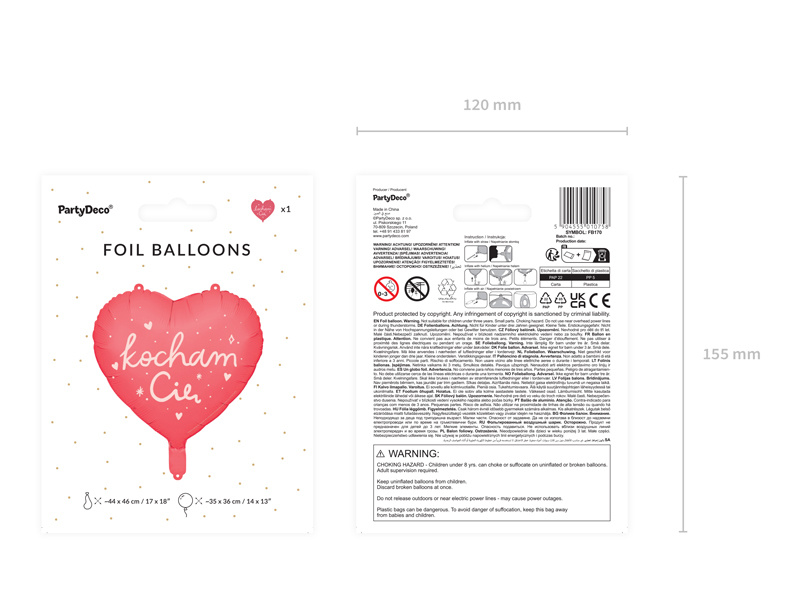 Balon Serce Kocham Cię w kilku kolorach