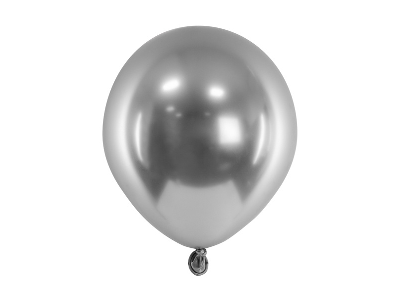 Balony Glossy 12 cm ciemny srebrny opakowanie