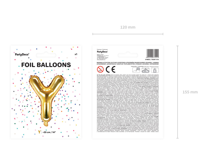Złoty balon foliowy litera Y w dekoracji
