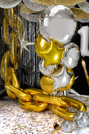 Balon foliowy okrągły Pastylka, 80 cm, złoty
