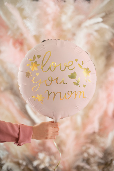 Balon foliowy Love you mom 45 cm różowy - zdjęcie 3