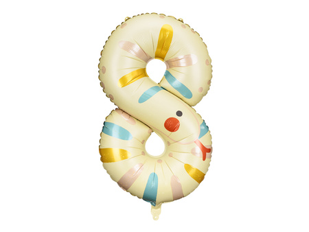 Balon foliowy Cyfra 8 - Wąż, 51x86 cm, mix