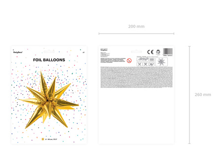 Balon foliowy Gwiazda 3D, 95cm, złoty