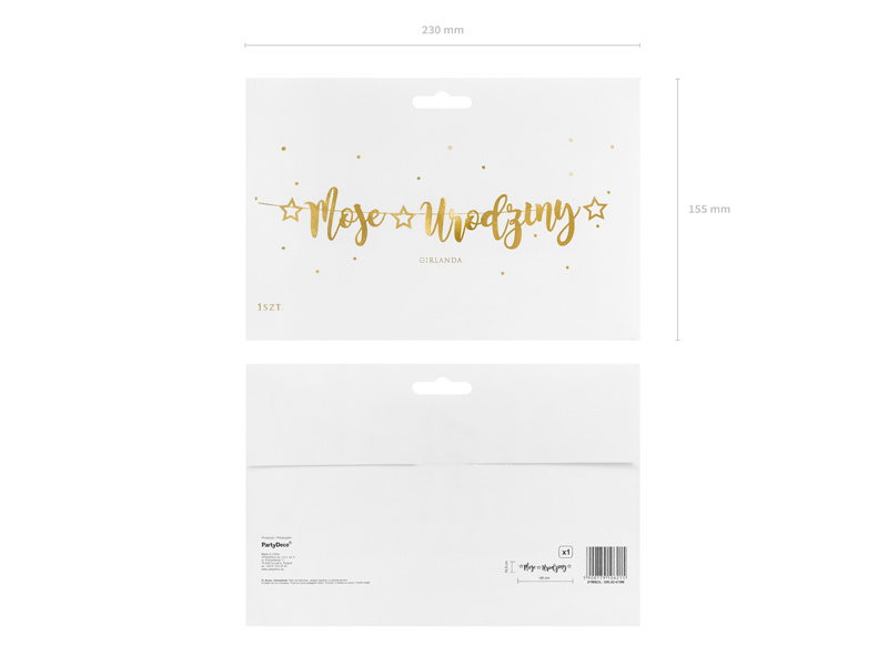 Złoty baner na urodzinowe dekoracje