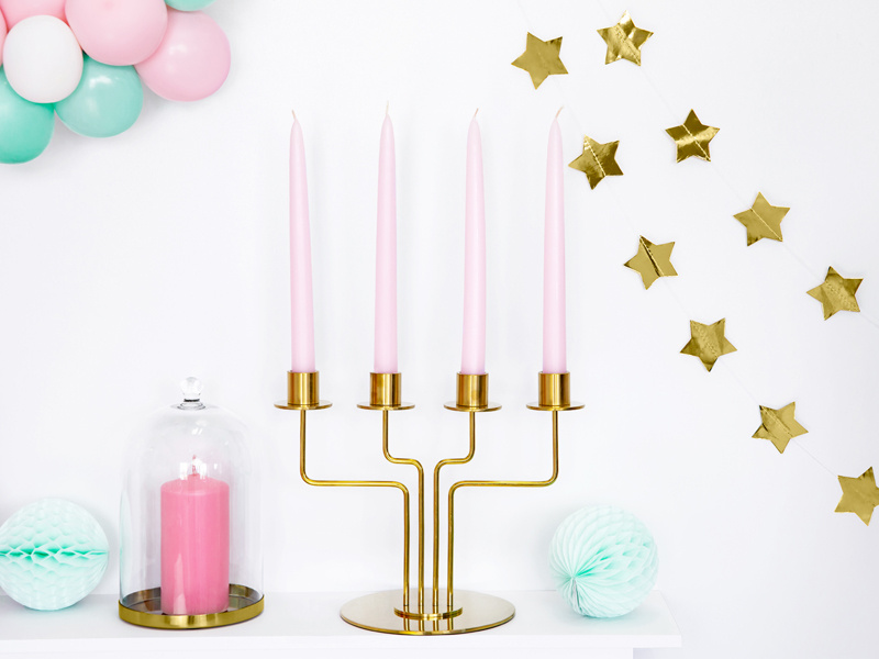 Świeca stożkowa matowa jasnoróżowa - detale produktu