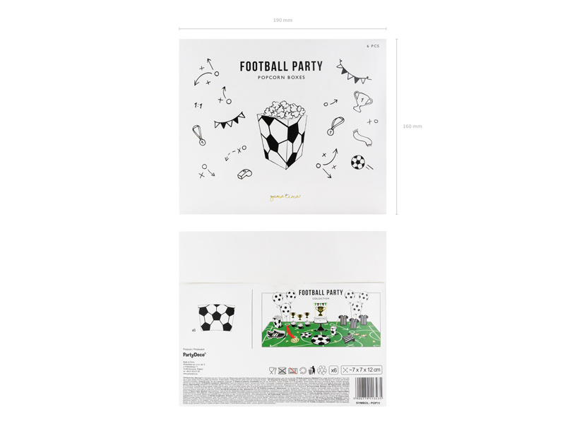 Pudełka na popcorn Piłka – widok z góry