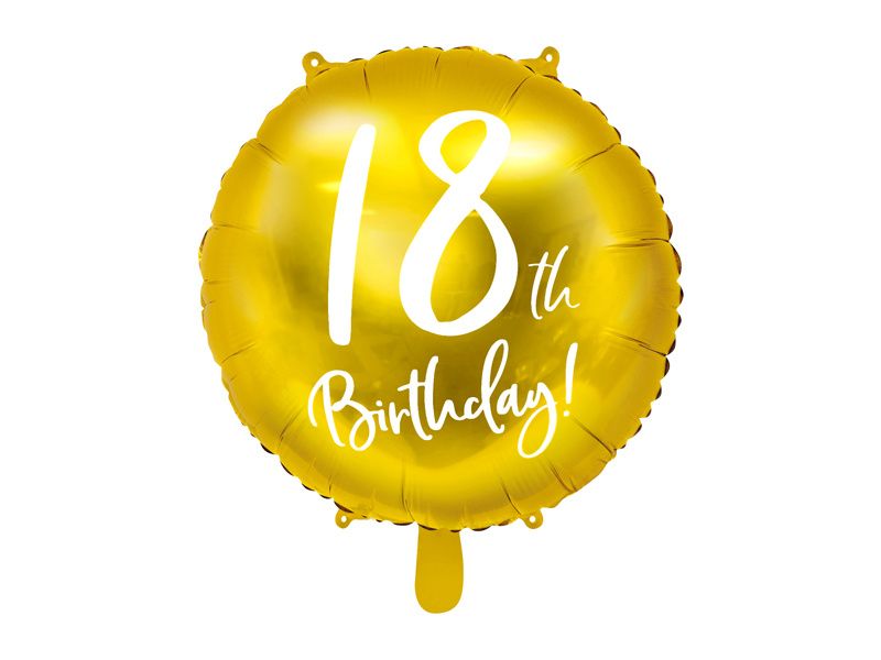 Balon foliowy 18th Birthday złoty 45cm - zdjęcie 1