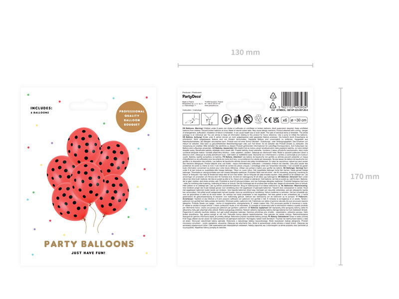 Balony 30cm Kropki Pastel Poppy Red dekoracja sali